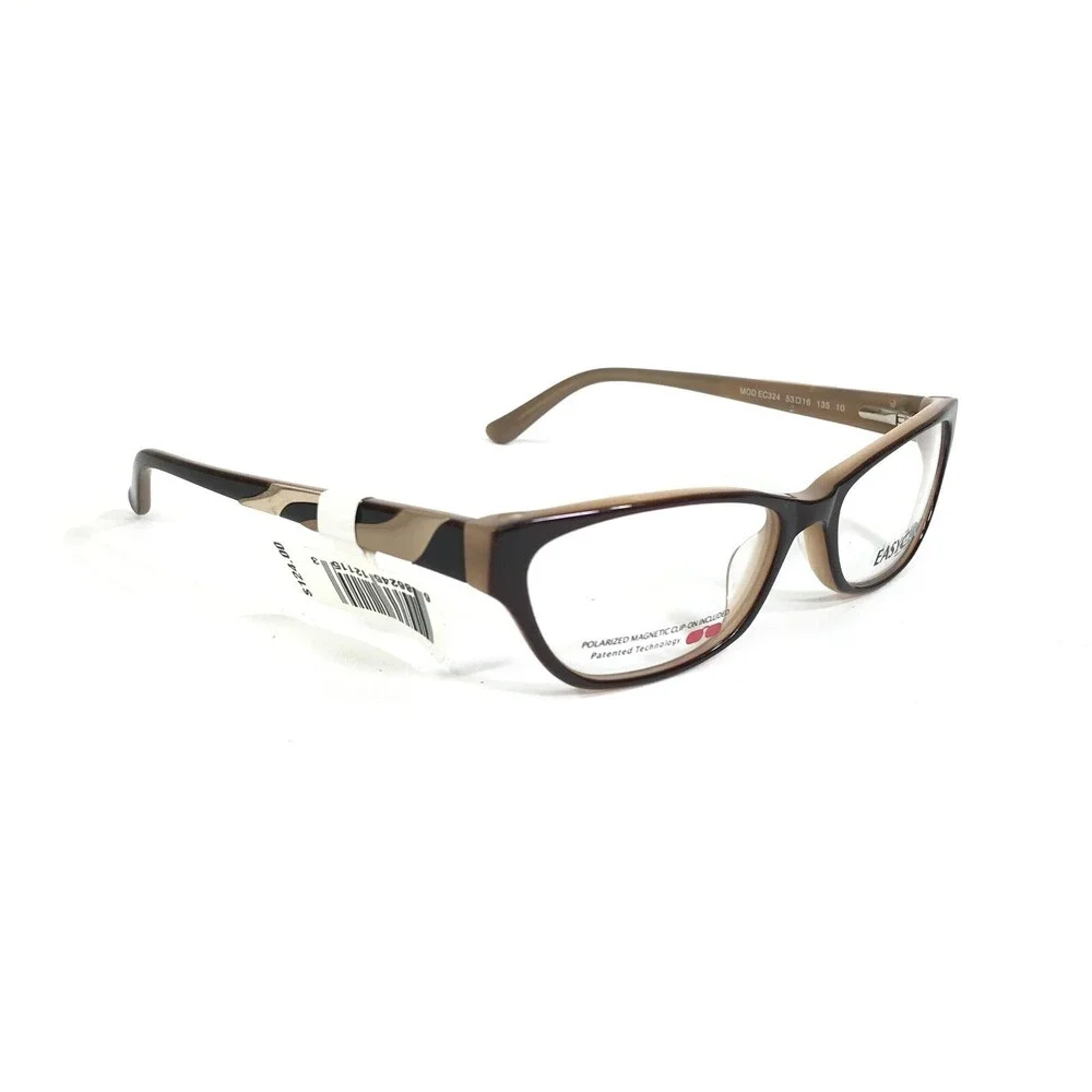 Easyclip Eyeglasses Frames MOD EC324 Brown Cat Eye Frames with Clip On Lenses